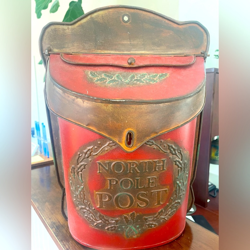 Rustic North Pole metal mail box